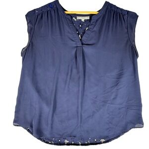 Daniel Rainn Blouse Navy Blue XXL Lace Back Coquette Professional boho academia